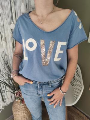  T-shirt "LOVE" - bleu denim