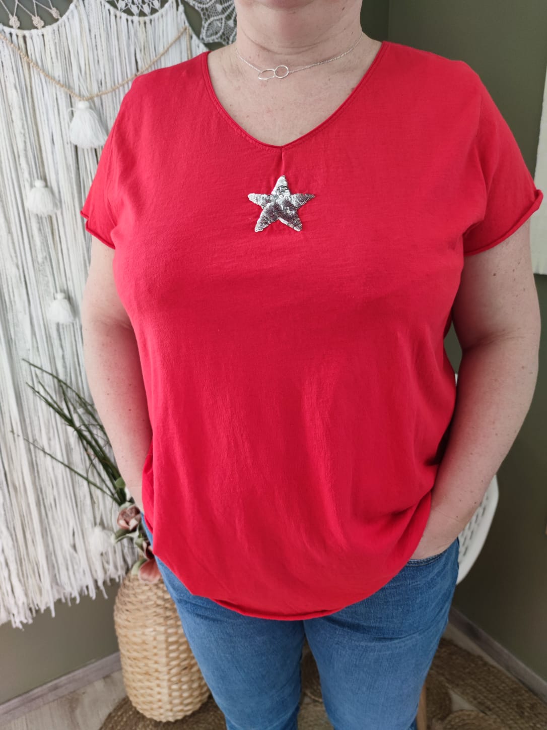 T-shirt "étoile" - rouge : 44 au 50 