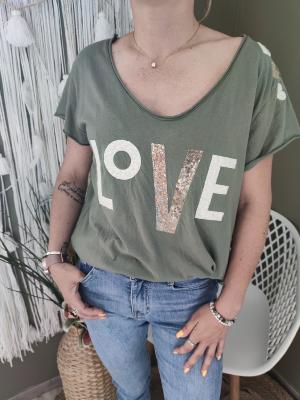  T-shirt "LOVE" - kaki