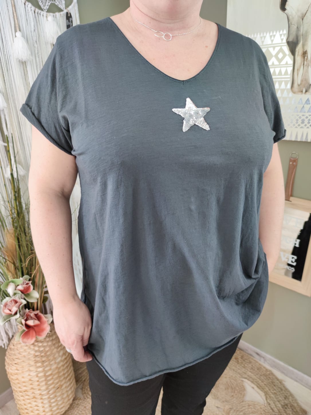 T-shirt "étoile" - gris foncé : 44 au 50 
