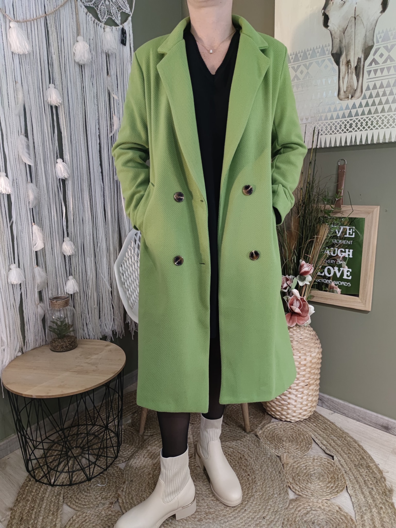 Manteau cintré : vert anis