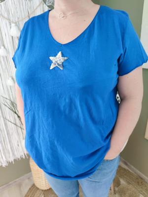 T-shirt "étoile" - bleu roi : 44 au 50 