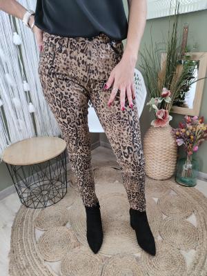 Pantalon slim imprimé léopard (34-38)
