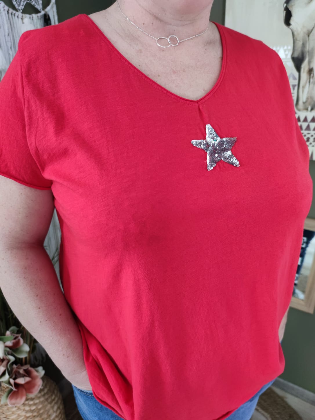 T-shirt "étoile" - rouge : 44 au 50 