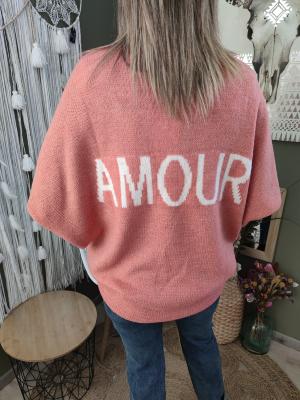 Pull ultra oversize AMOUR - rose saumon