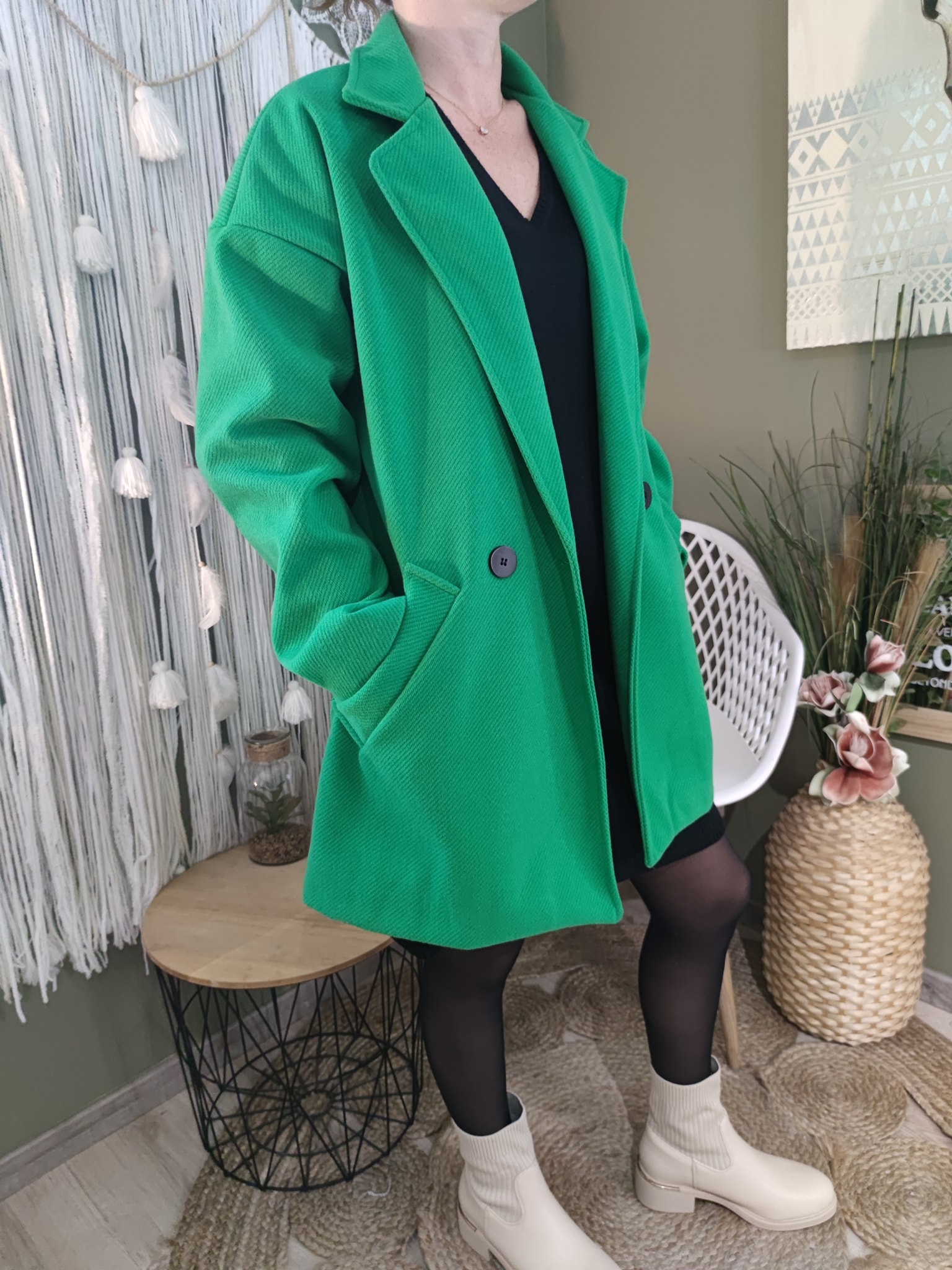 Manteau oversize : vert émeraude