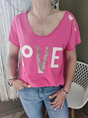 T-shirt "LOVE" - fuchsia 