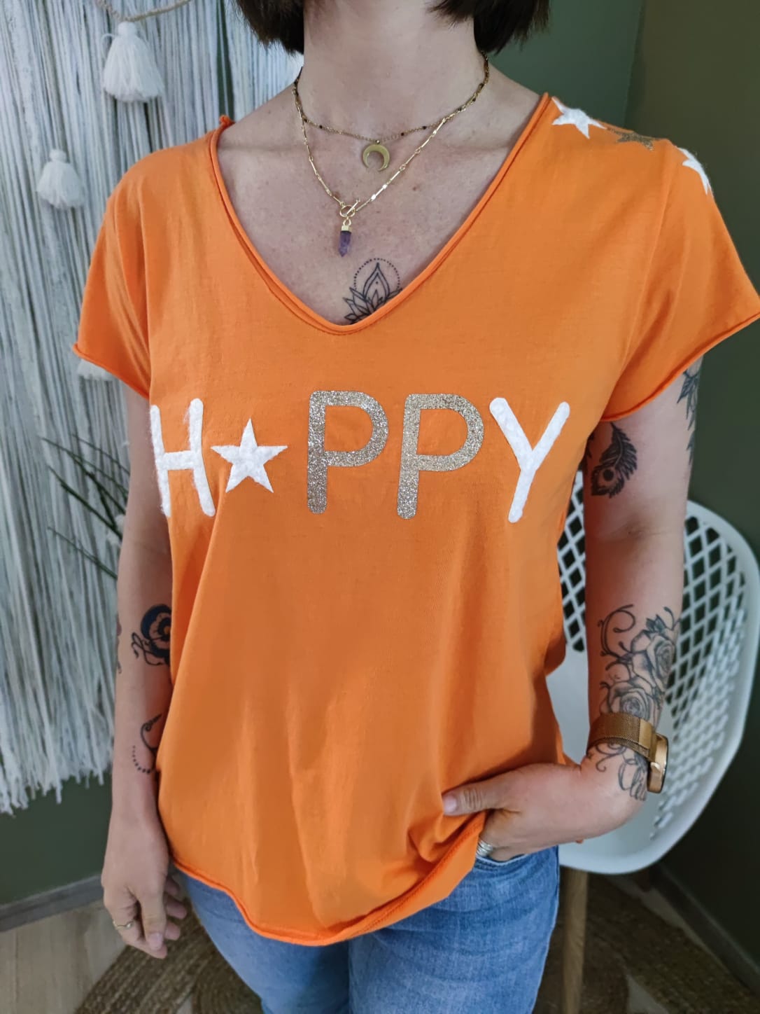 T-shirt "HAPPY" - orange